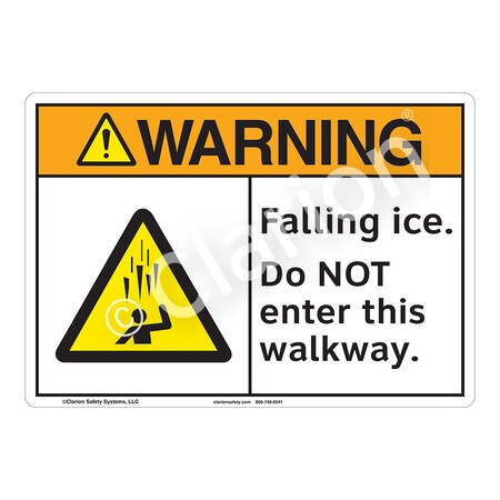 ANSI/ISO Compliant Warning/Falling Ice Safety Signs Outdoor Flexible Polyester (Z1) 12 X 18